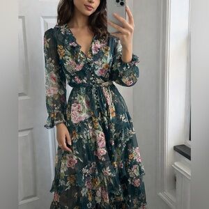 Zimmermann Wavelength Scallop Trim Silk Midi Dress